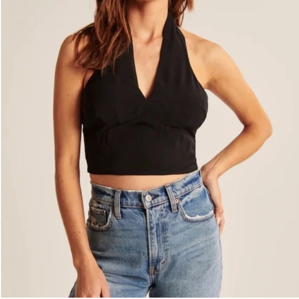 Abercrombie Deep V-neck Tie Halter Top
